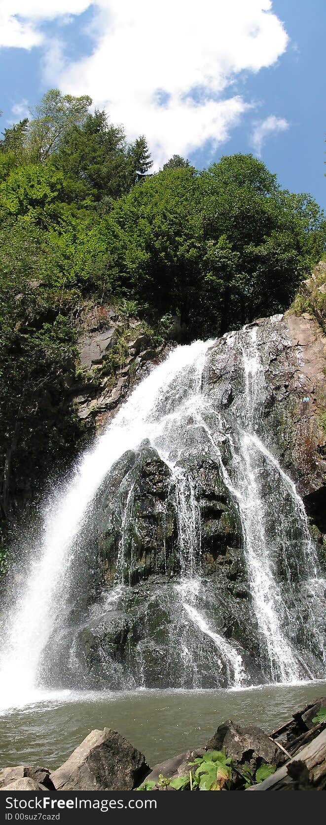 Alpine waterfall in Carpathian