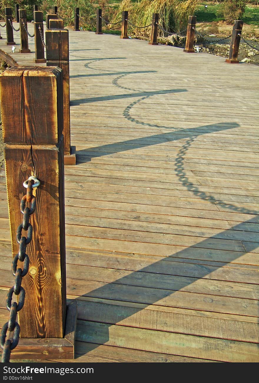 Shadow of handrails