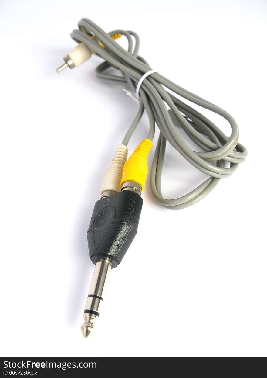 Audio/Video cable with Splitter on white background