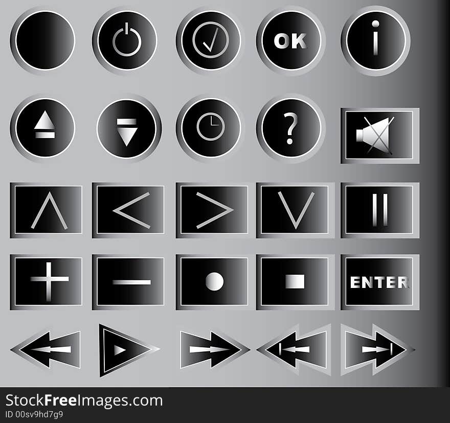 Tv control panel buttons on gray background