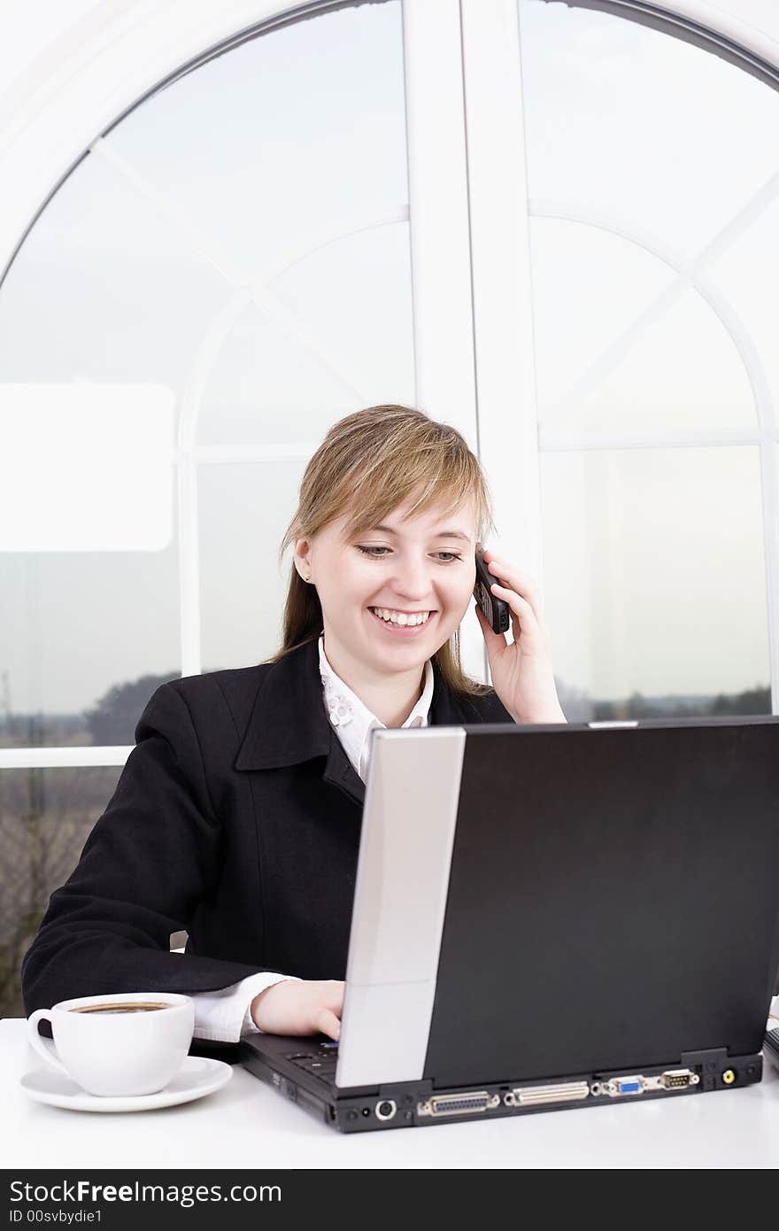 Woman working on the laptop