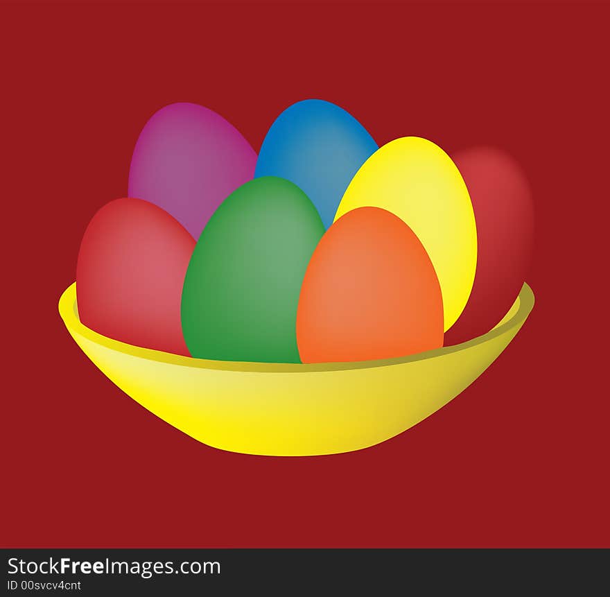 Easter basket with color eggs. Easter basket with color eggs