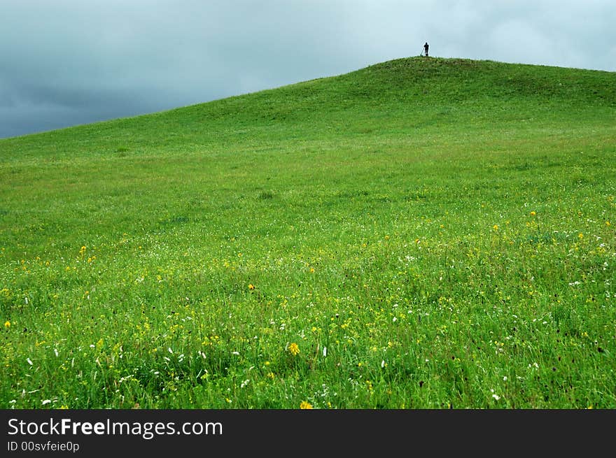 One man on the hilltop. One man on the hilltop.