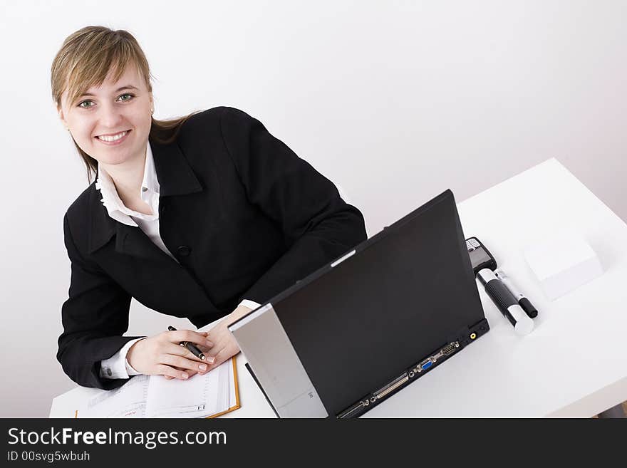 Woman working on the laptop