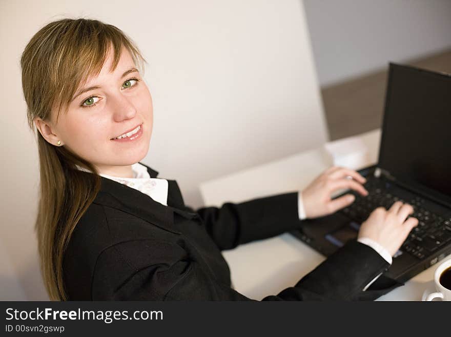 Woman Working On The Laptop