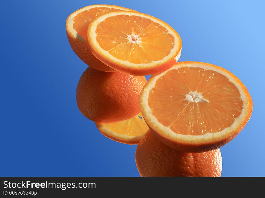 Fresh Orange On Blue