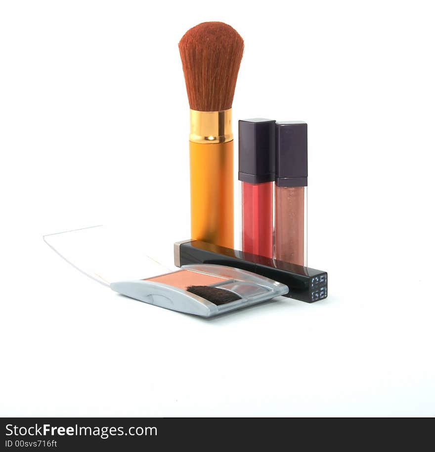 Cosmetic set - ink, brushes, lipstick, ink