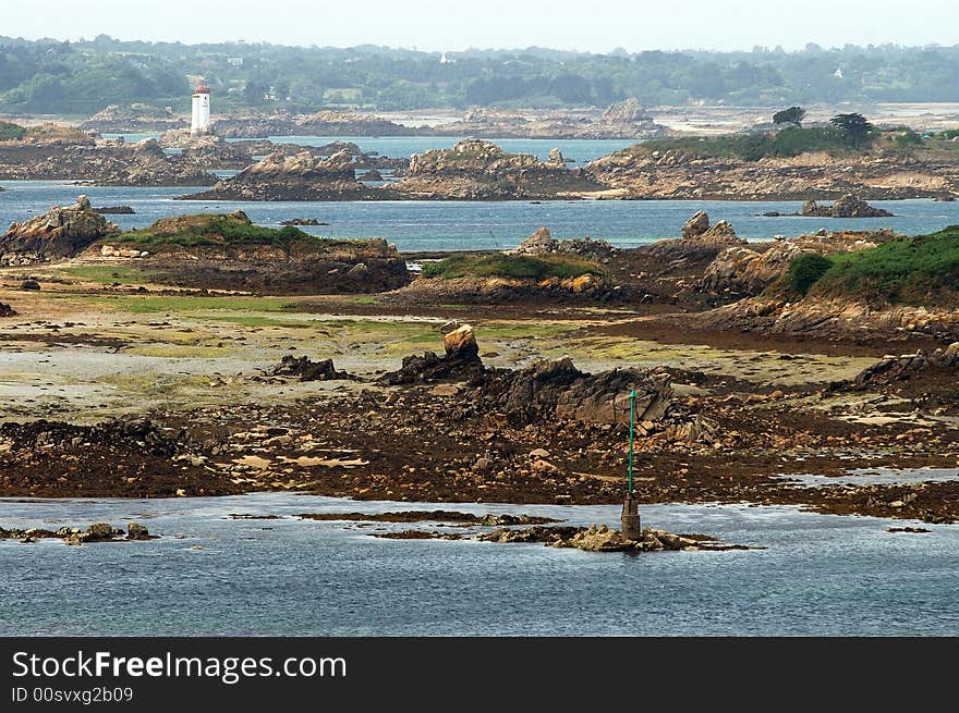 Coastline in brittany on ile de brehat,france