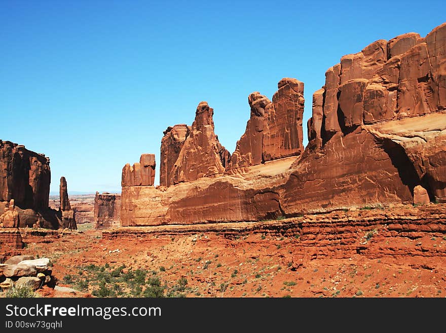 View on the rock in Arches NP in fall