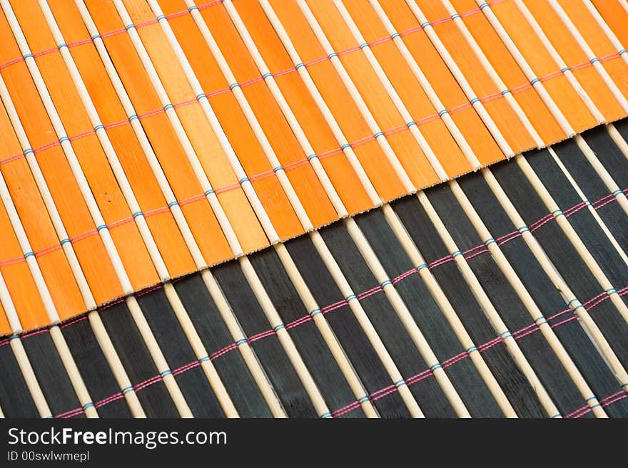 Colored bamboo table-cloth perspective view close-up