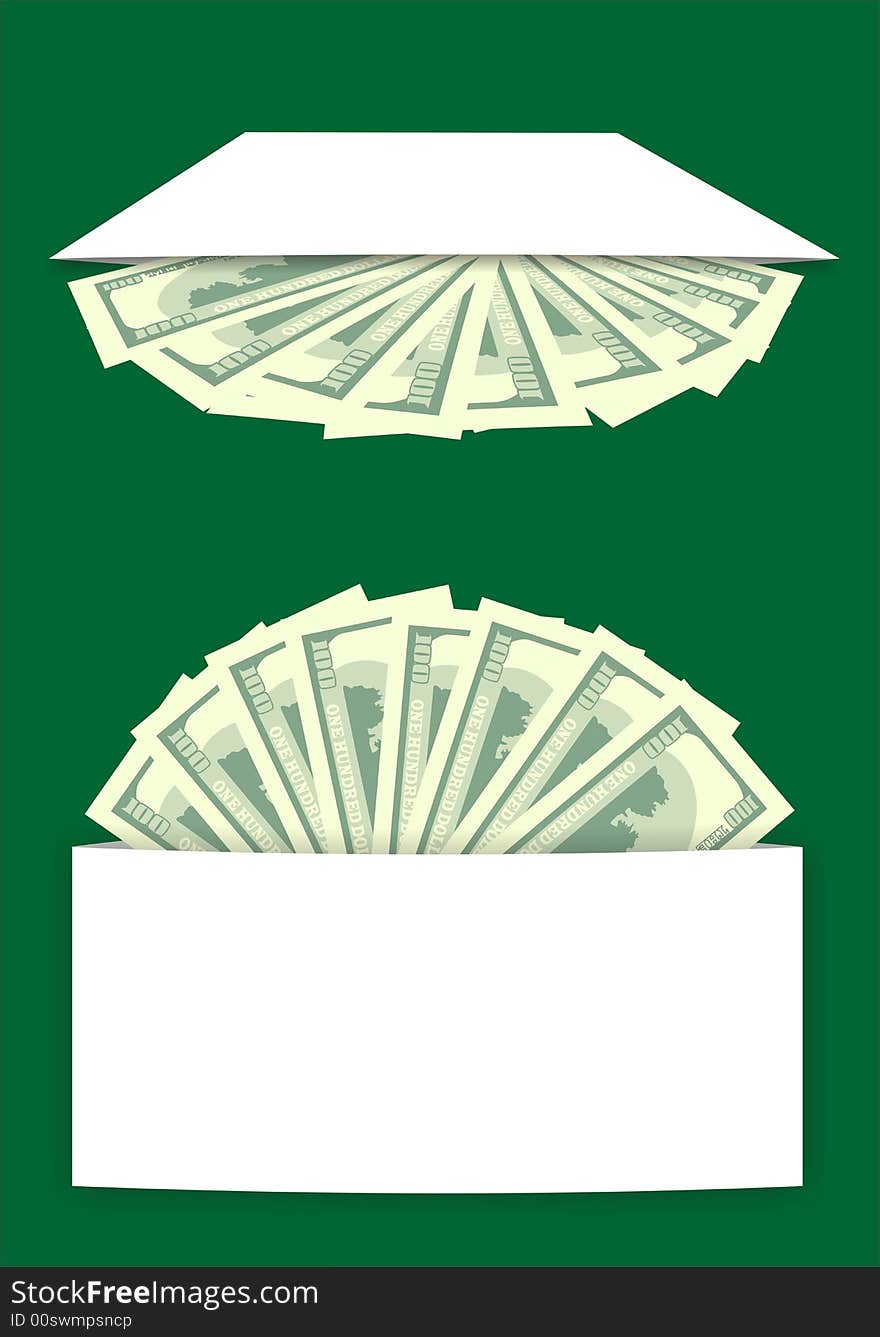 A cover with dollars isolated on green