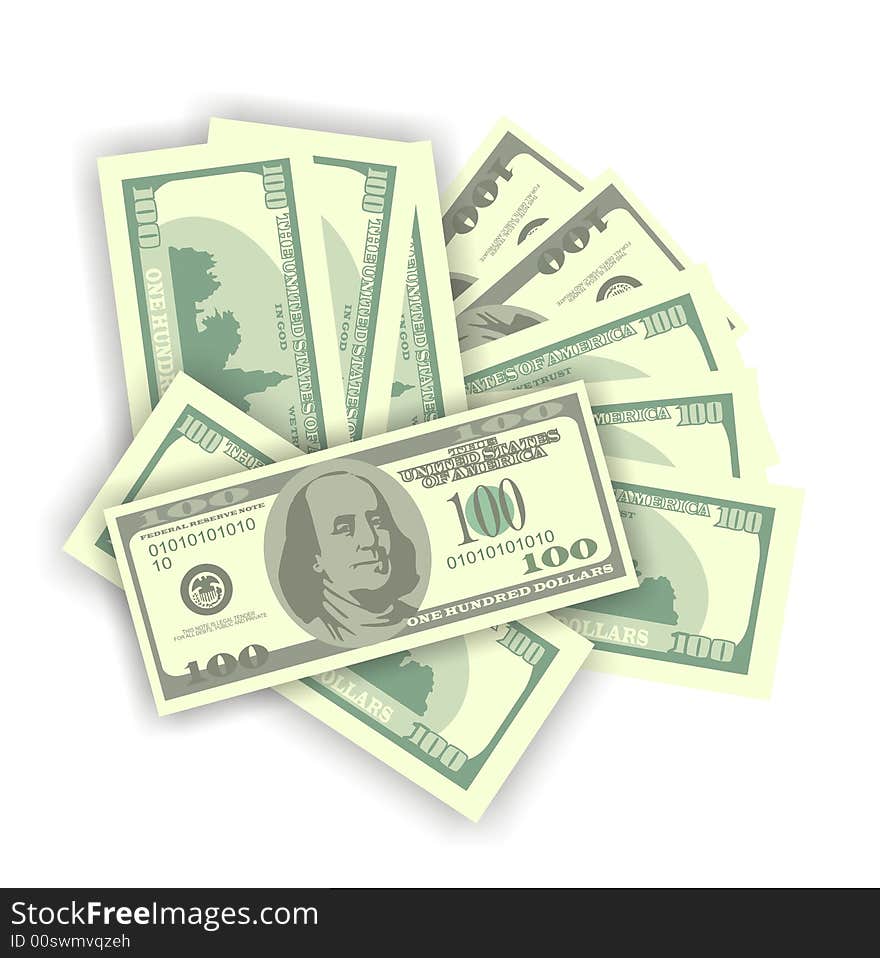 Composite of dollars isolated on white. Composite of dollars isolated on white