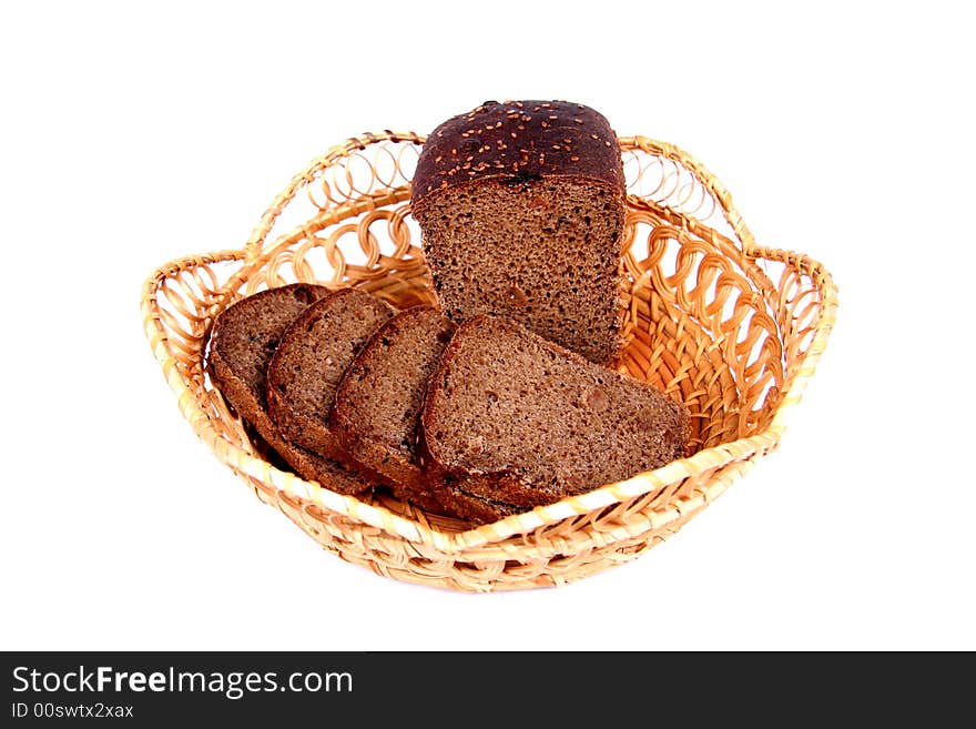 Hand with bread. White background. Hand with bread. White background.