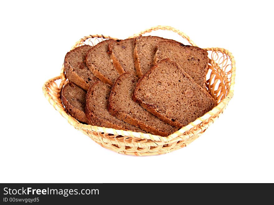 Hand with bread. White background. Hand with bread. White background.