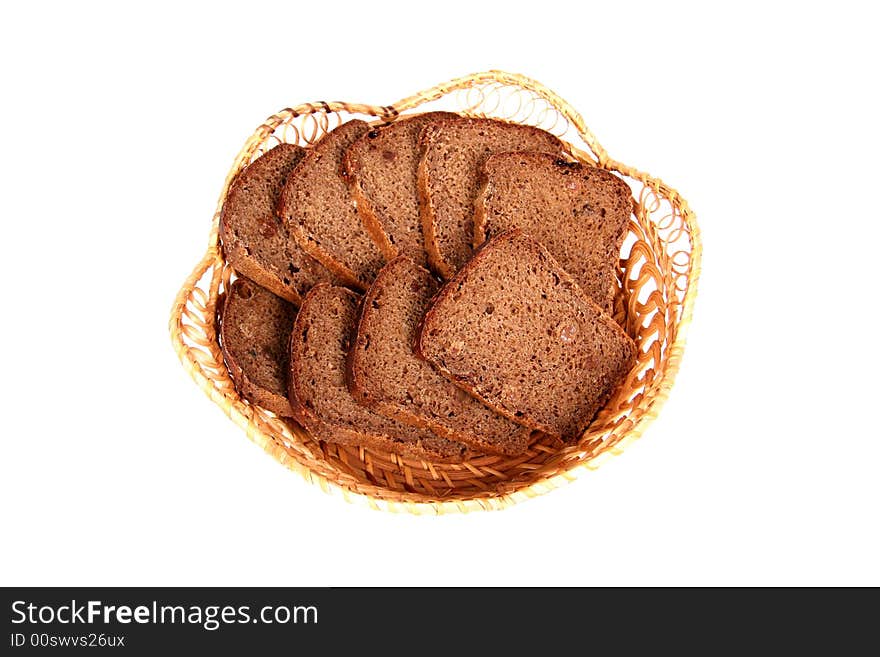 Hand with bread. White background. Hand with bread. White background.