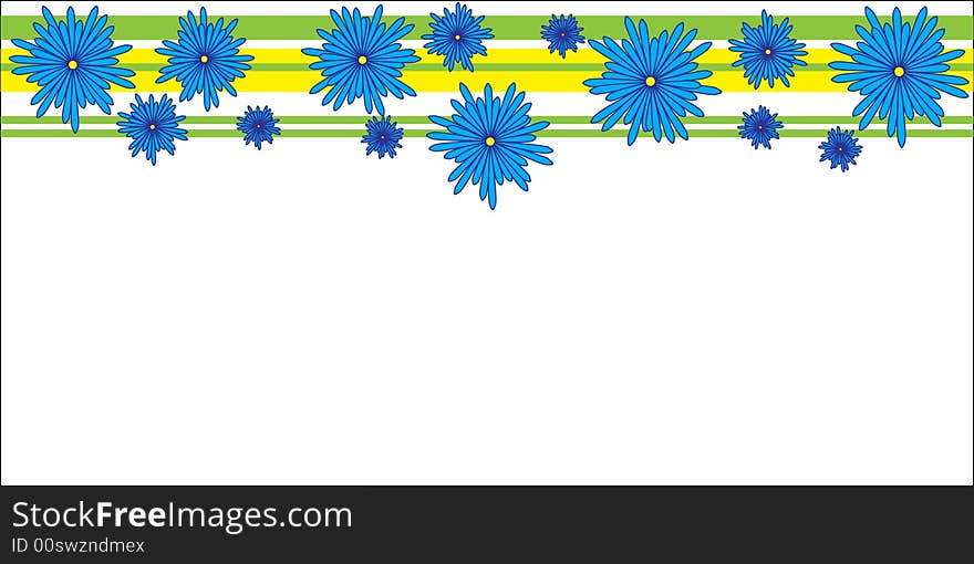 Colored frame of blue flowers