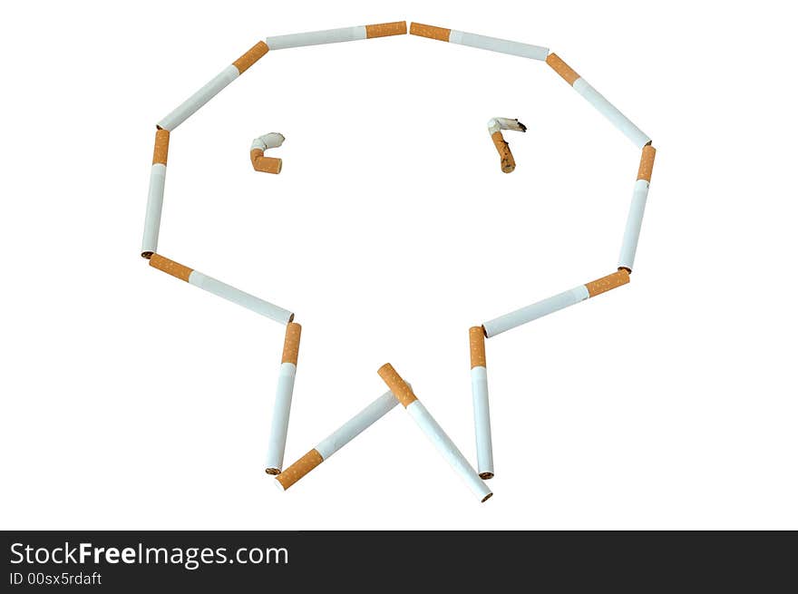 Figure made from cigarettes. Like human skull - smoke kills.