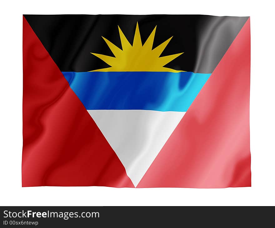 Fluttering image of the Antigua and Barbuda national flag. Fluttering image of the Antigua and Barbuda national flag