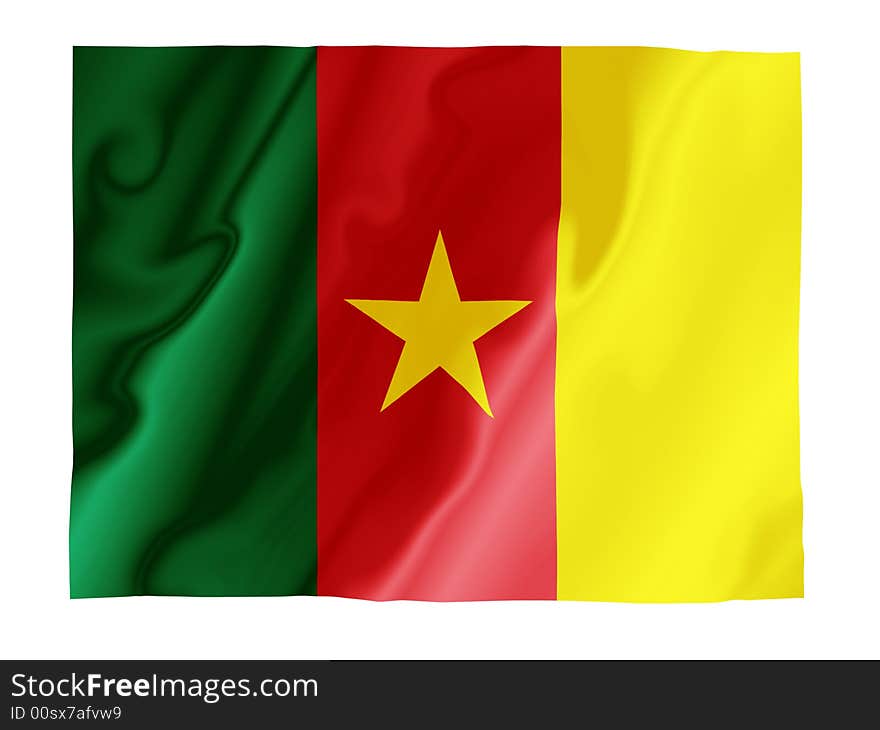 Fluttering image of the Cameroon national flag. Fluttering image of the Cameroon national flag