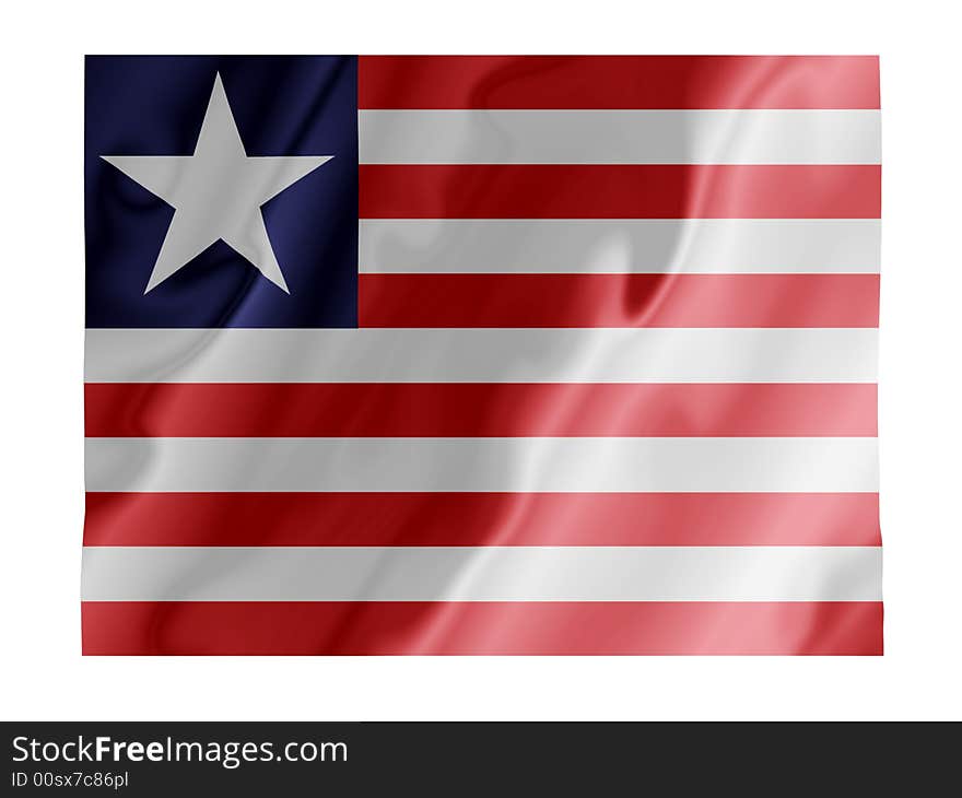 Fluttering image of the Liberian national flag. Fluttering image of the Liberian national flag