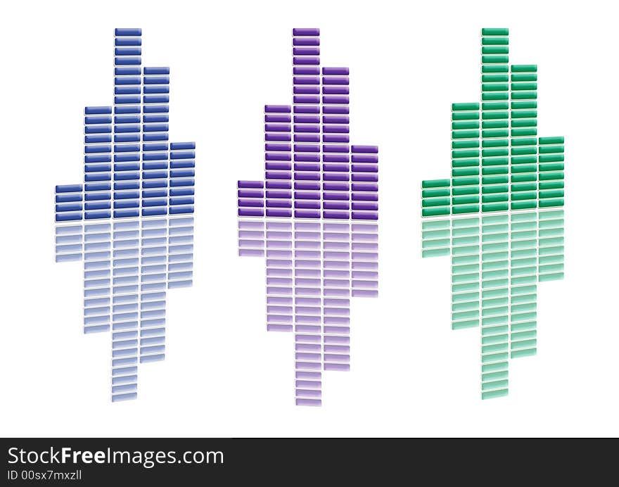 There are three distorted graphs, on a white background. There are three distorted graphs, on a white background.