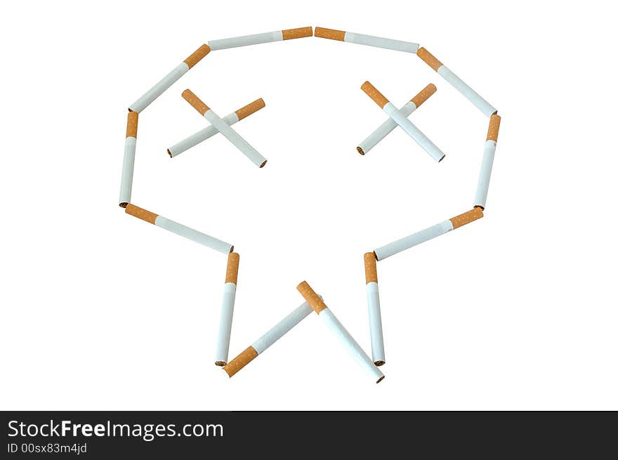 Figure made from cigarettes. Like human skull - smoke kills.