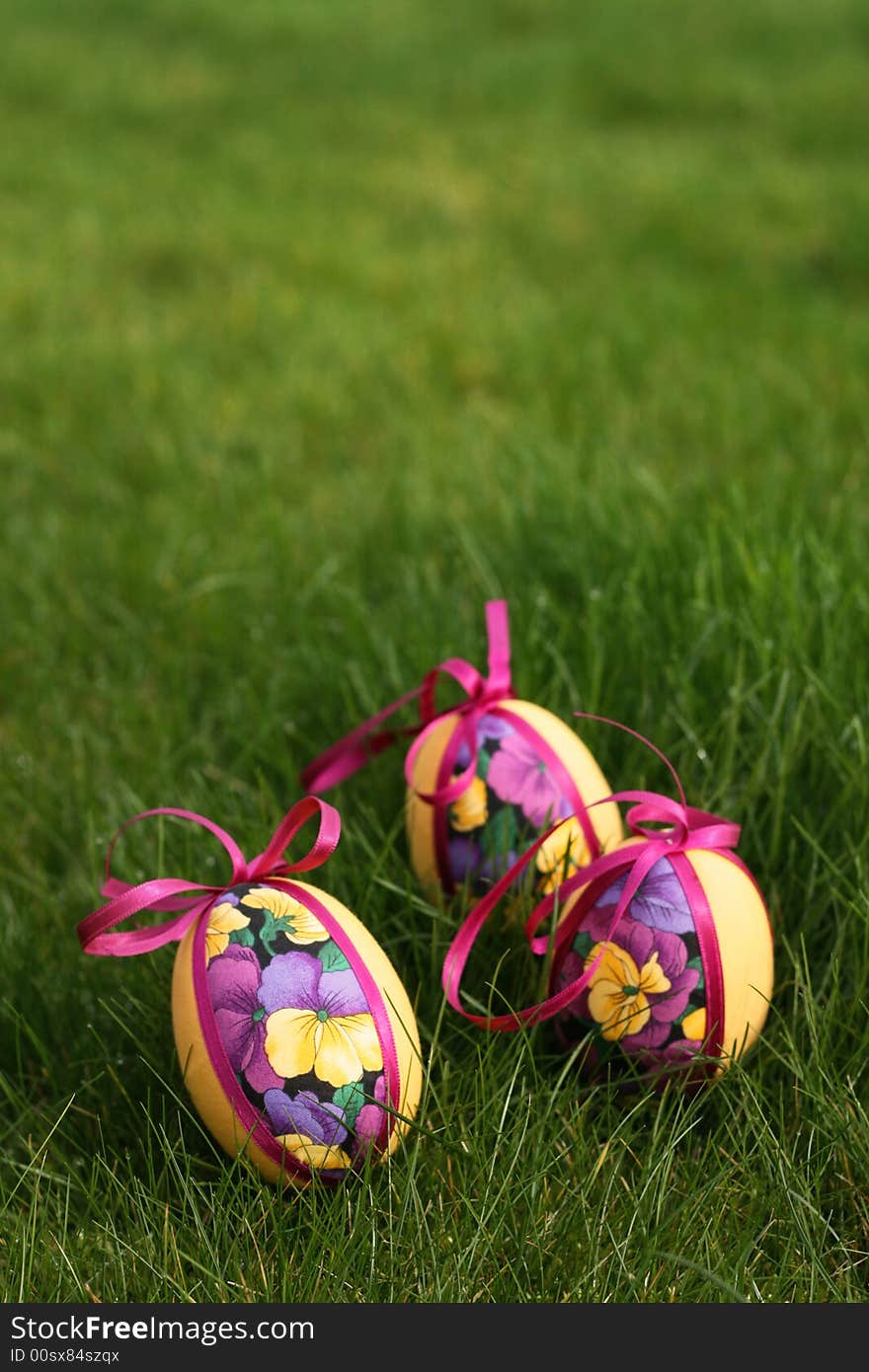 Easter eggs in meadow