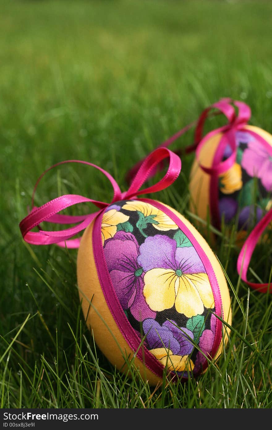 Easter eggs in meadow