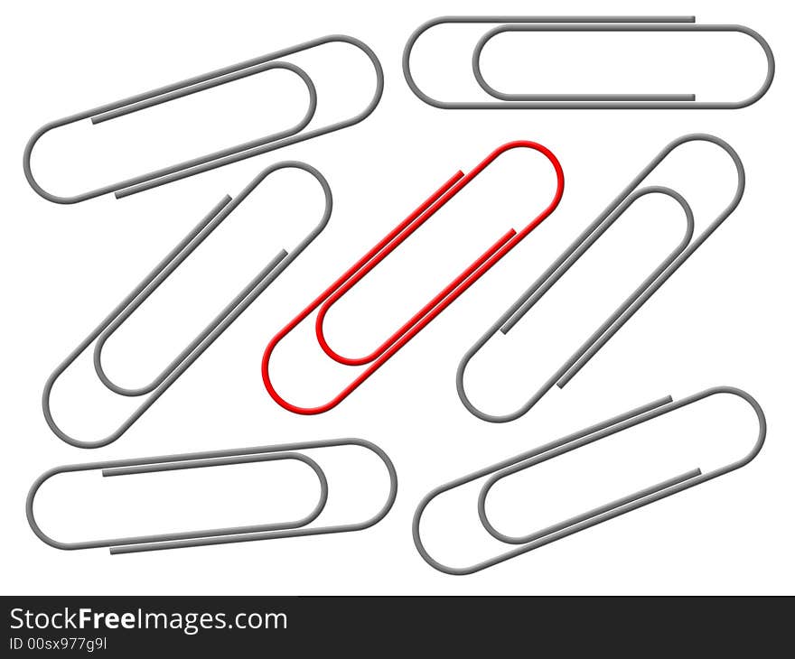 Writing paper clips on a white background