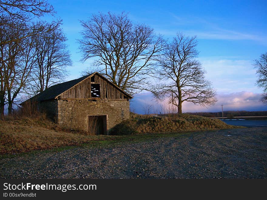 Old abandoned garner building in country