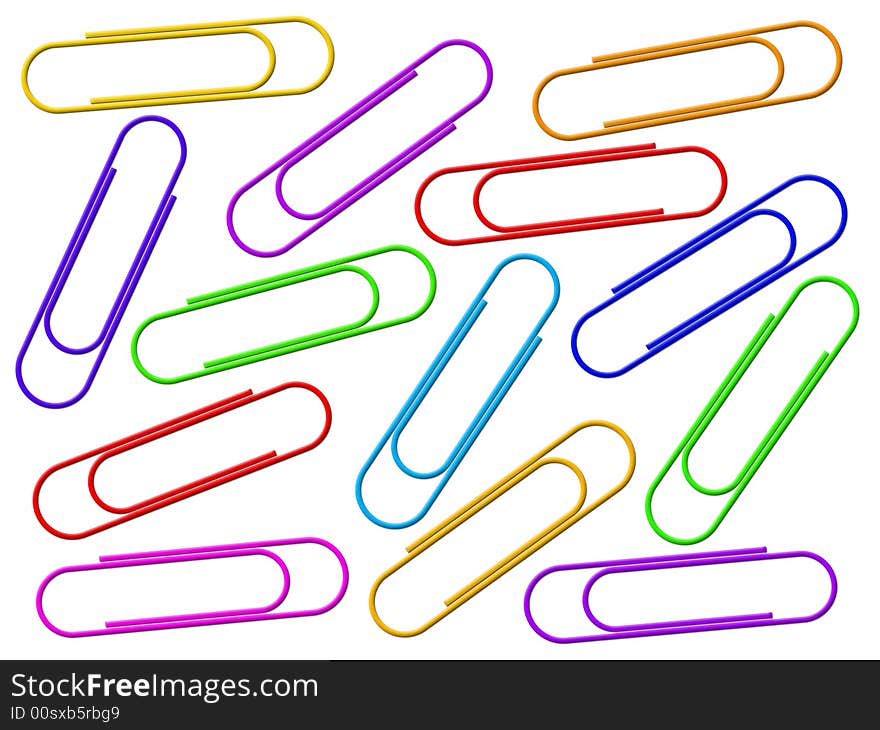 Writing paper clips on a white background