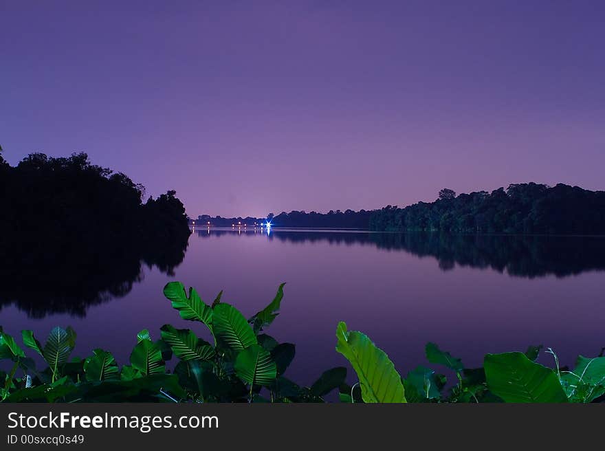 Night at Singapore Upper Seletar Reservoir