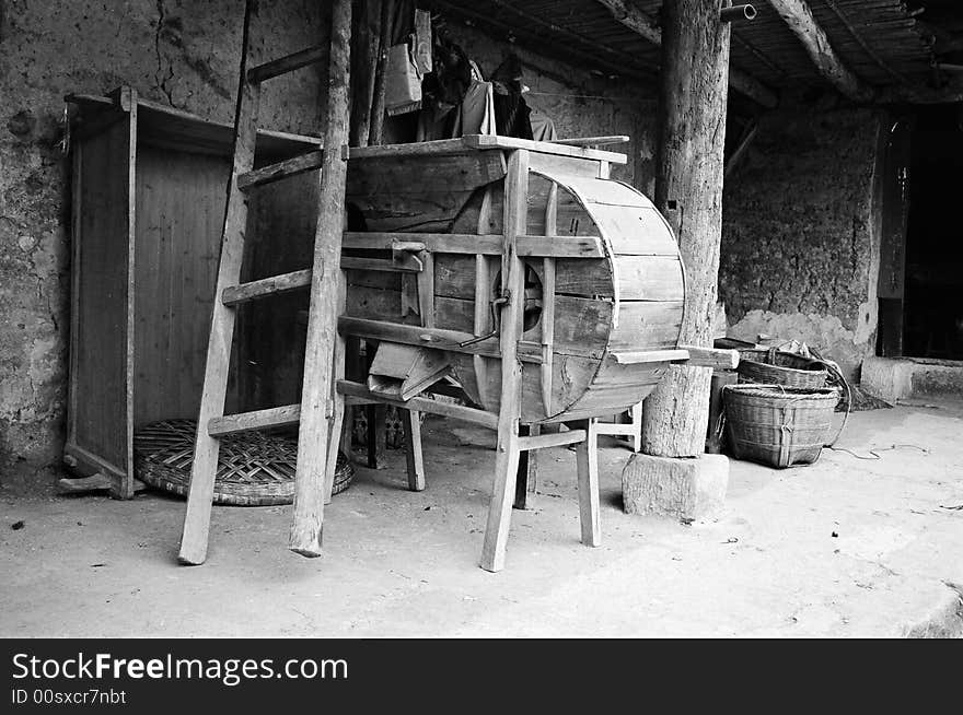 Farmer's cortyard, winnower, taken in Sichuan Province,China,Tmax100,Leica MP,M35F1.4. Farmer's cortyard, winnower, taken in Sichuan Province,China,Tmax100,Leica MP,M35F1.4