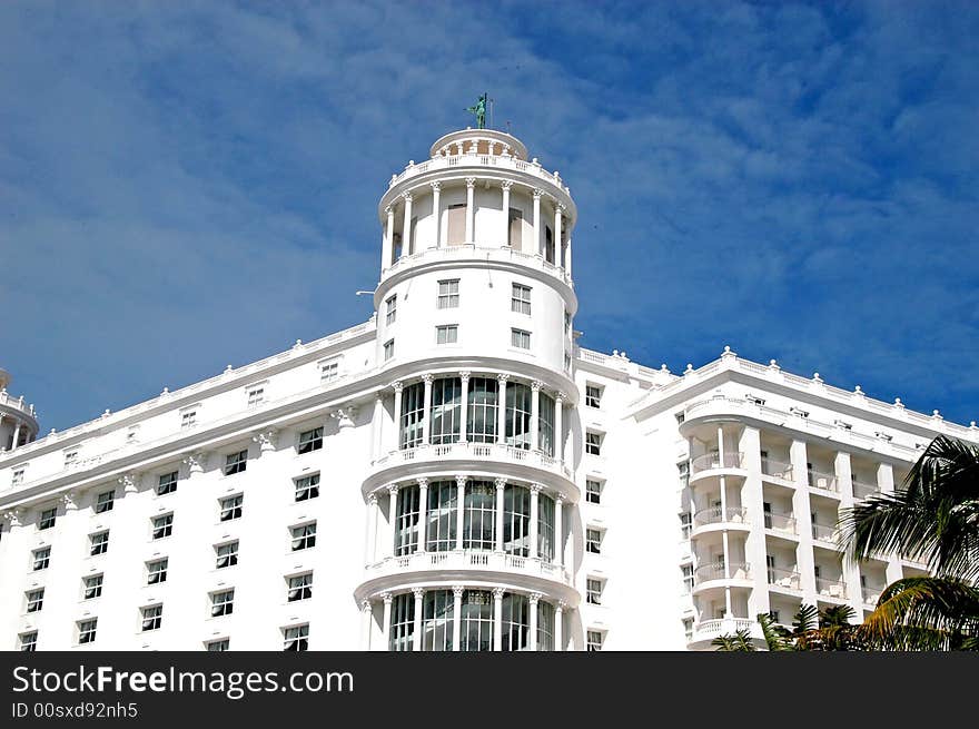 Tropical building facade in a beautiful resort. Tropical building facade in a beautiful resort