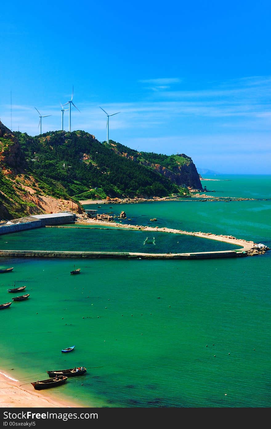 Fishing village wind-driven generator