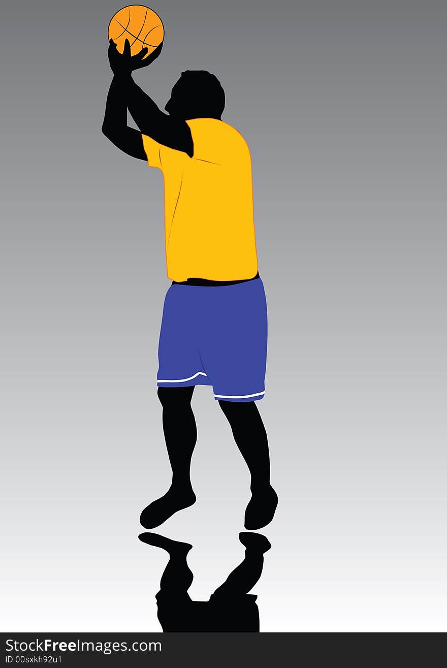 Basketball player on gray background