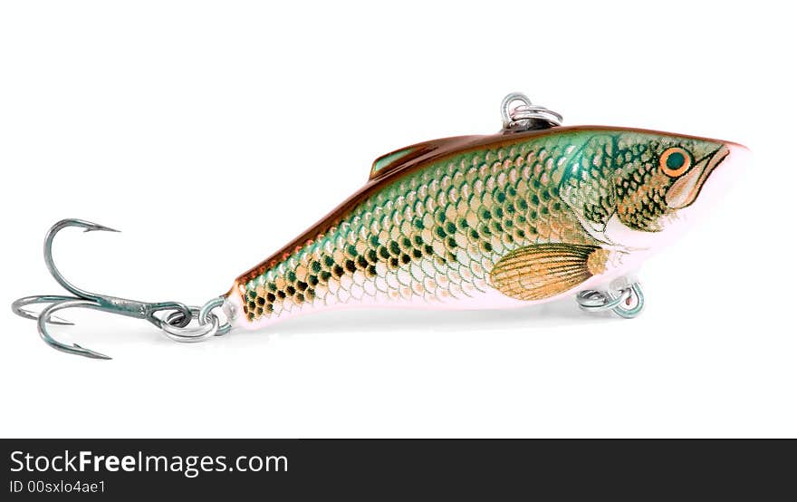 Fishing lure,wobbler over white. Fishing lure,wobbler over white