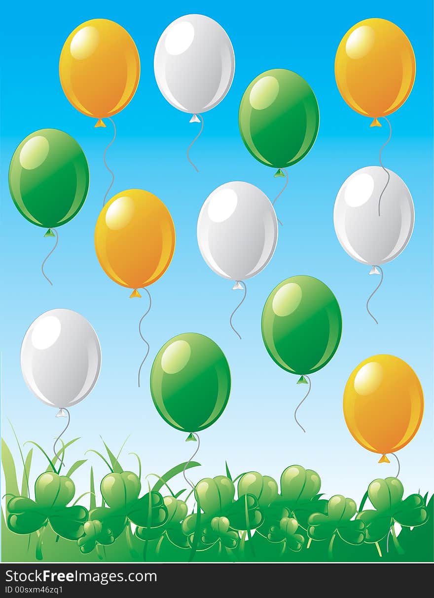 St.Patrick S Day Balloons And Clovers.