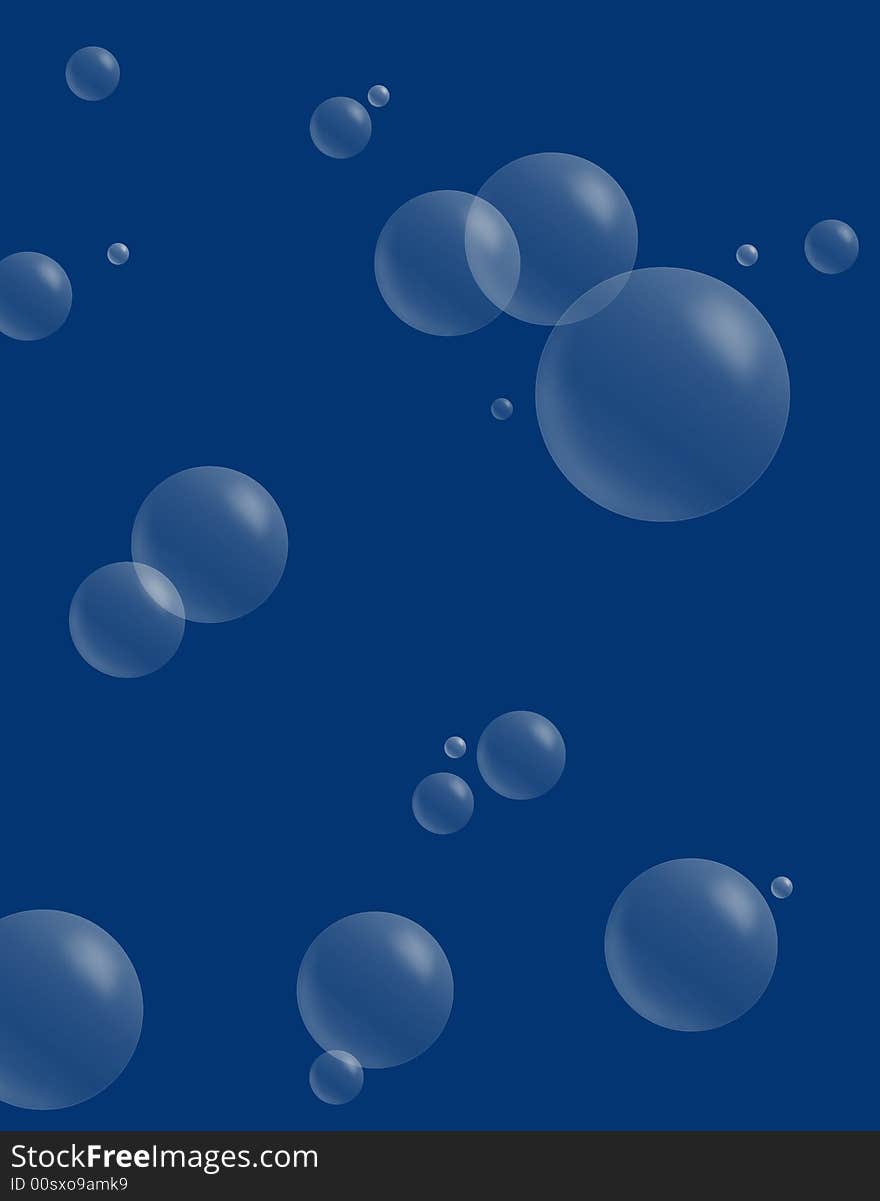 Computer generated bubbles on blue background