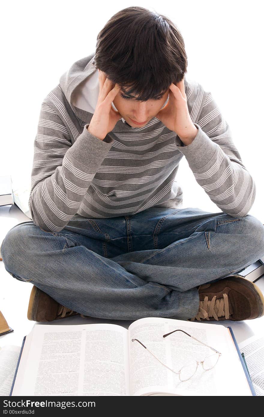 The young student isolated on a white background