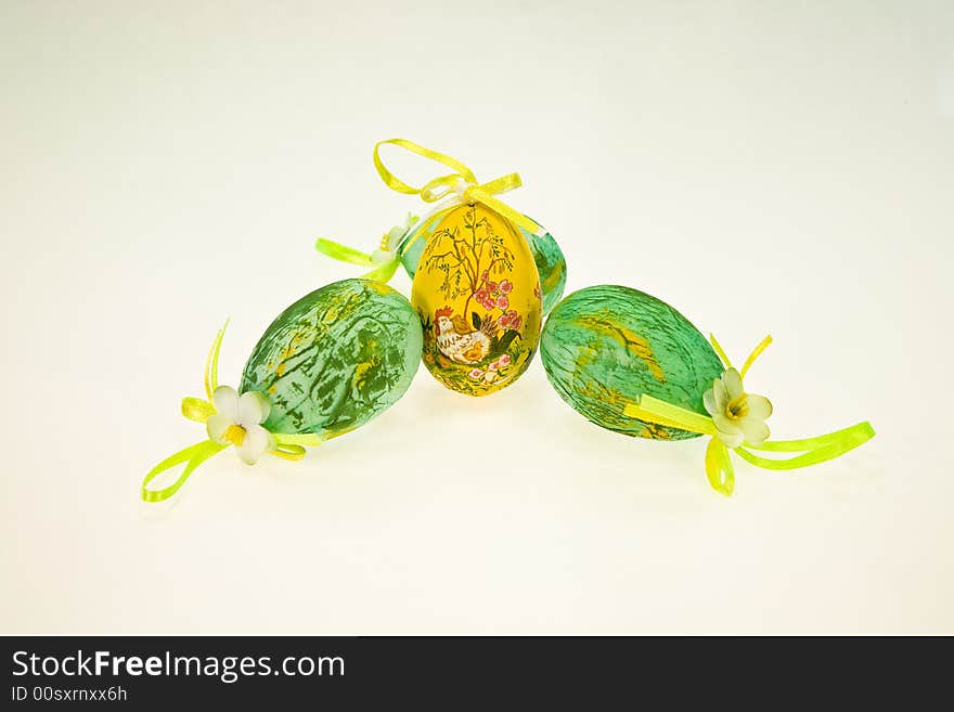 Green and yellow easter eggs