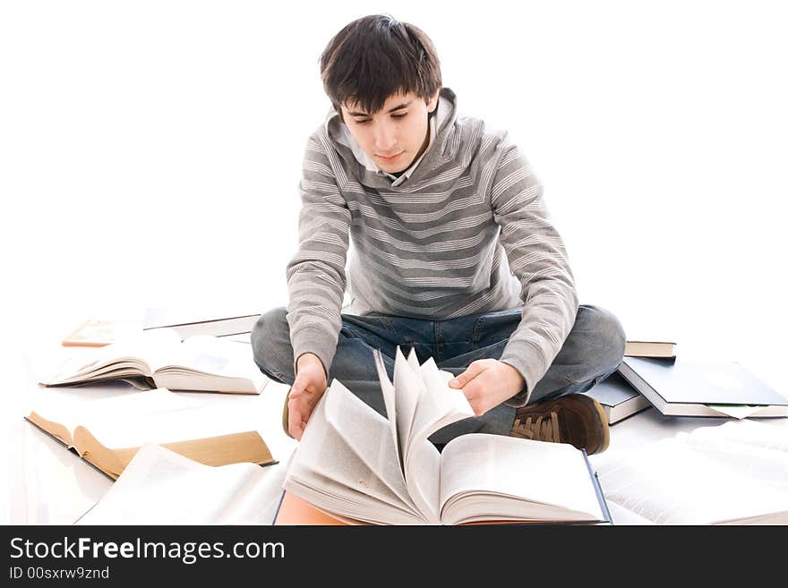 The young student isolated on a white background