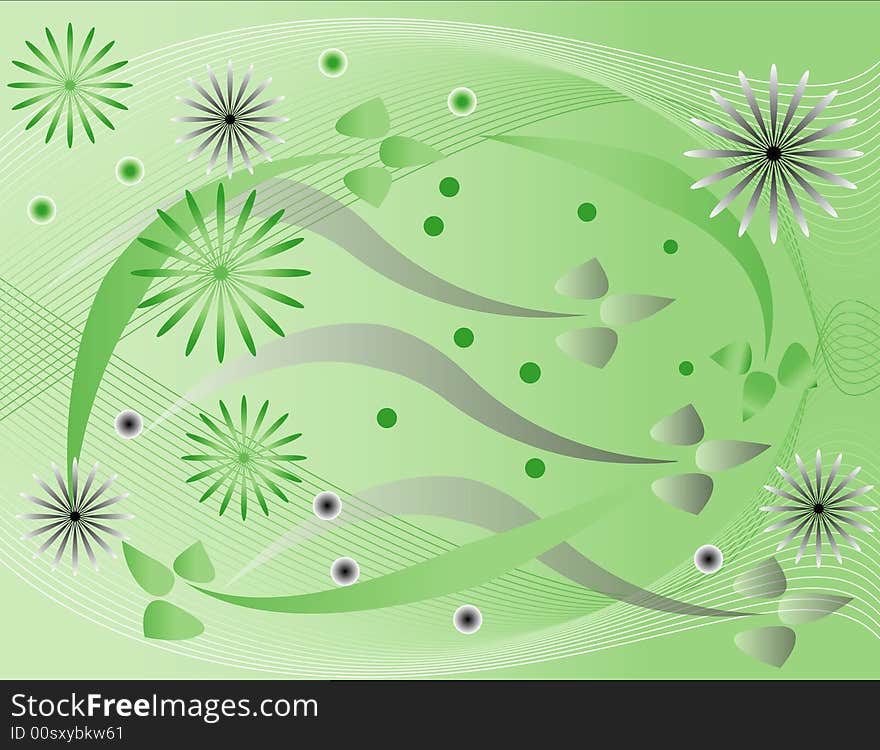 Flowers and Flourishes are Featured in an Abstract Background Illustration. Flowers and Flourishes are Featured in an Abstract Background Illustration.