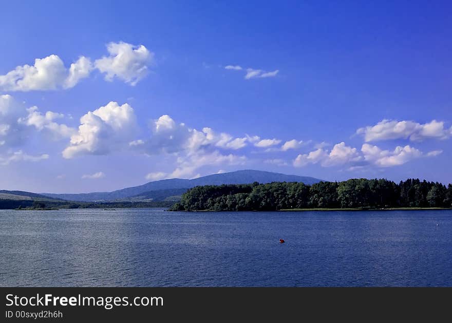 Sky over lake . Filter polarizing. Nice view. Sky over lake . Filter polarizing. Nice view.