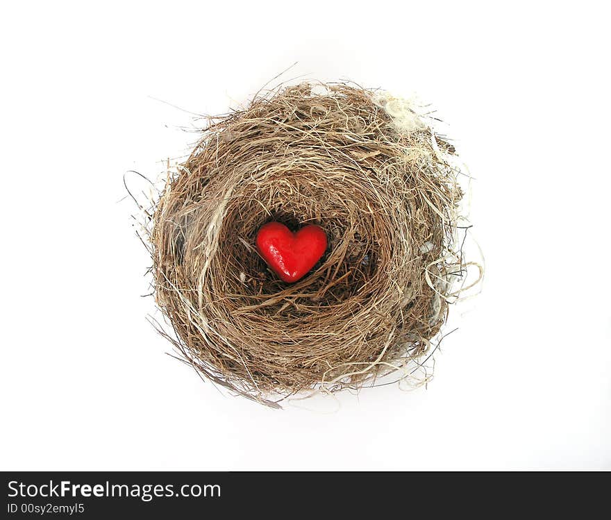 Red heart in bird s nest