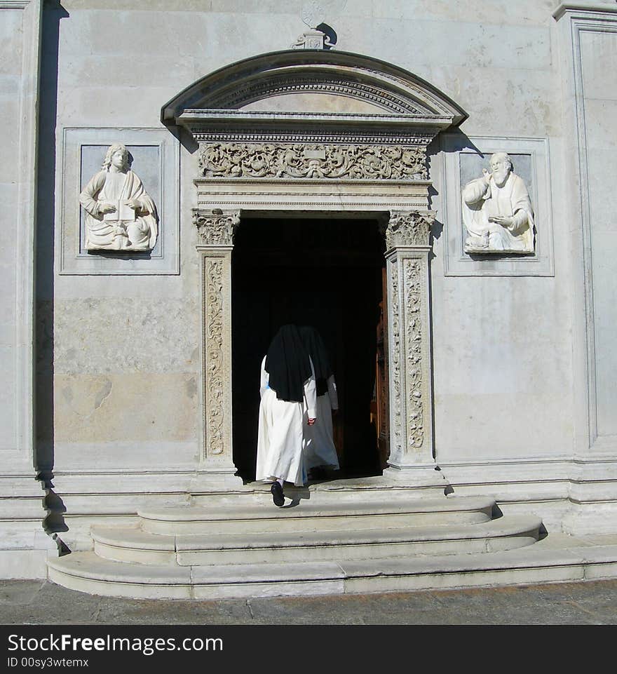 Cathedral portal in the city of Lugano Switzerland