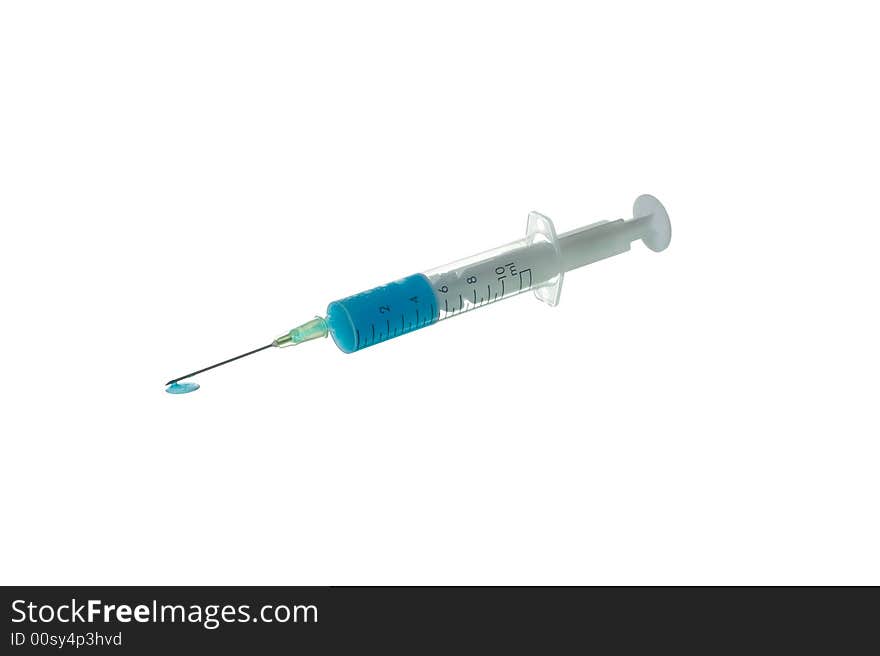 Blue Syringe isolated on white