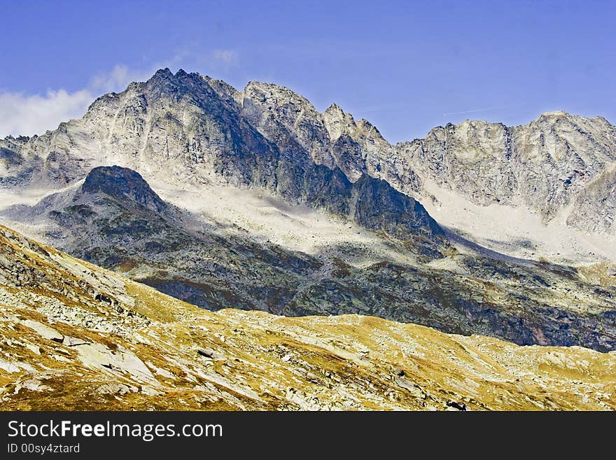 Snow Mountain In Valtellina Italy. Snow Mountain In Valtellina Italy