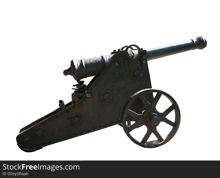 Ancient gun on a gun carriage, not rifled trunk