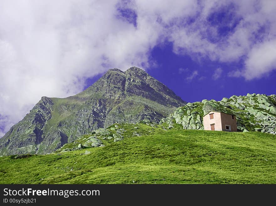 Alpine refuge montain refuge in Valtellina Italy. Alpine refuge montain refuge in Valtellina Italy